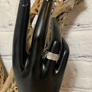 Vintage Sterling Silver Spiral Sun & Flowers Ring 6.5